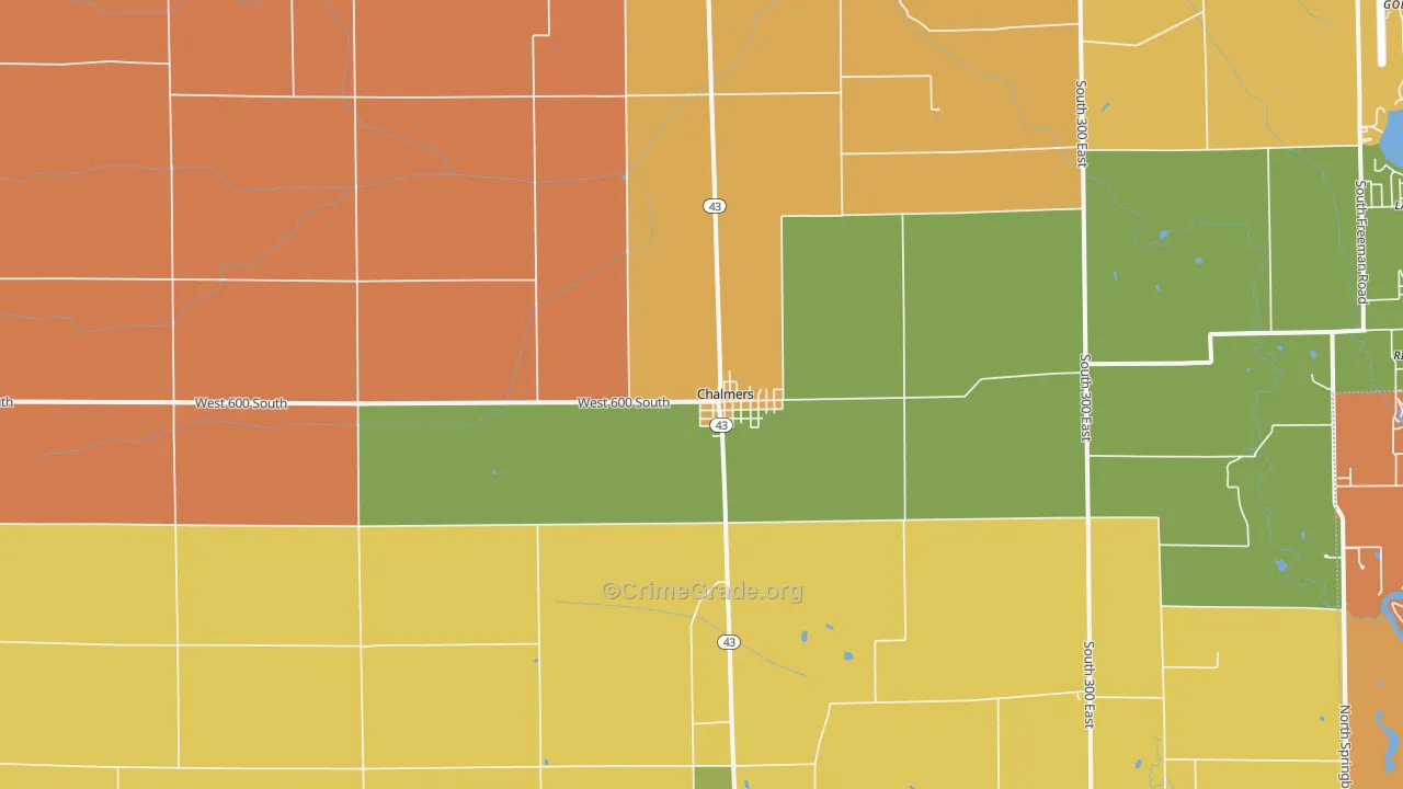 Chalmers, IN Map of Robbery Rates