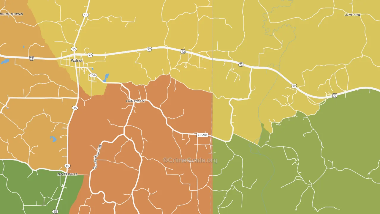 Chalybeate, MS Map of Robbery Rates