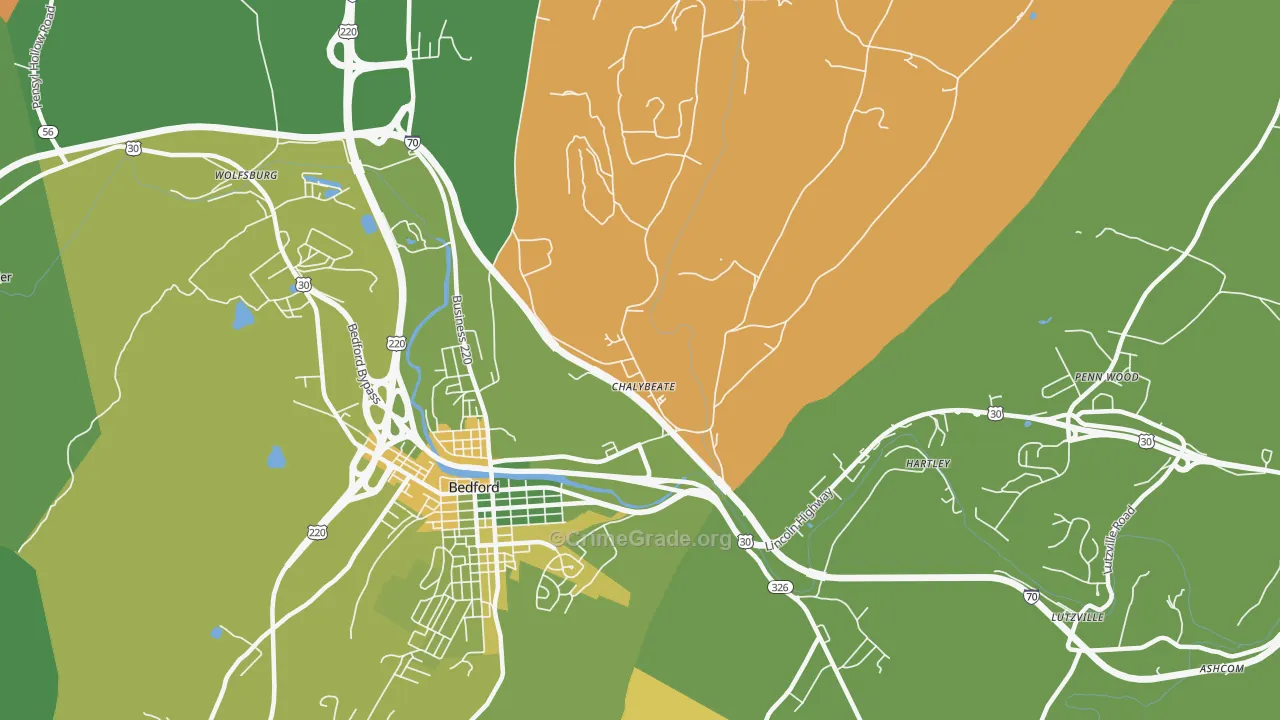 Chalybeate, PA Map of Robbery Rates