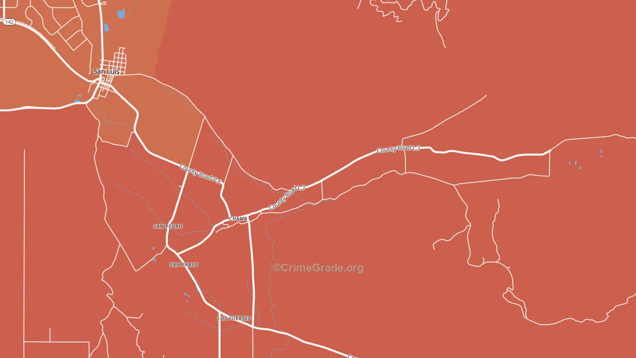 Chama, CO Map of Robbery Rates