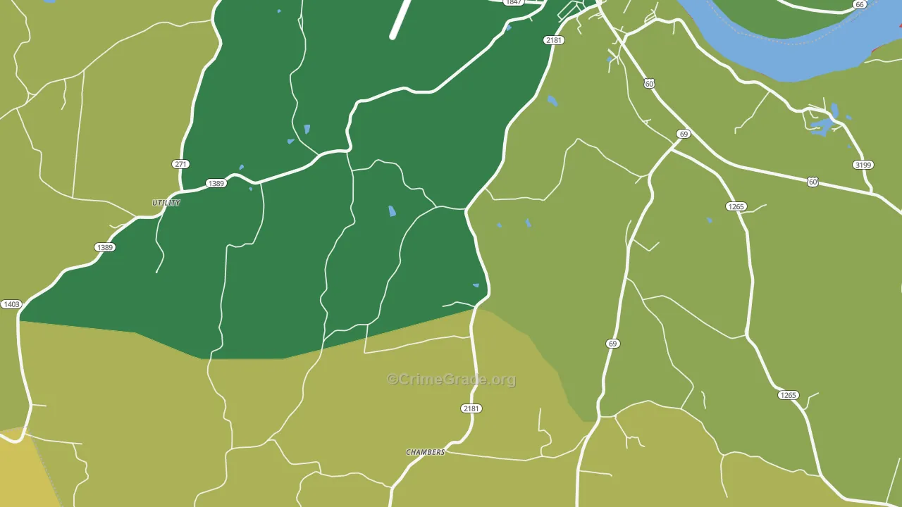 Chambers, KY Map of Robbery Rates