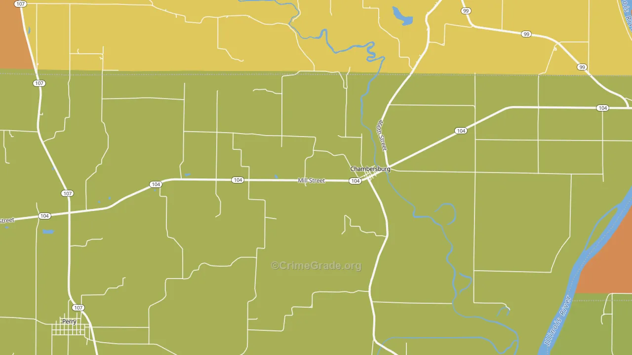 Chambersburg, IL Map of Robbery Rates