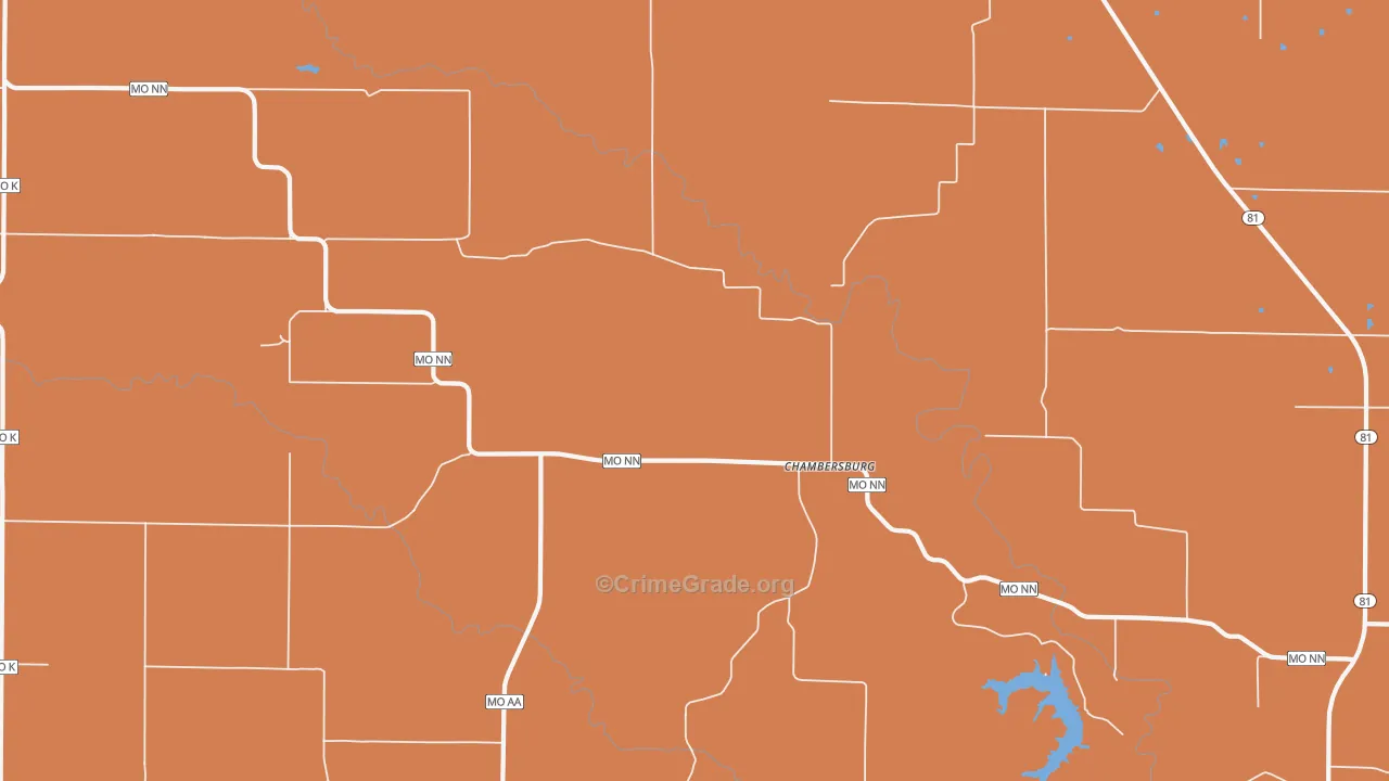 Chambersburg, MO Map of Robbery Rates