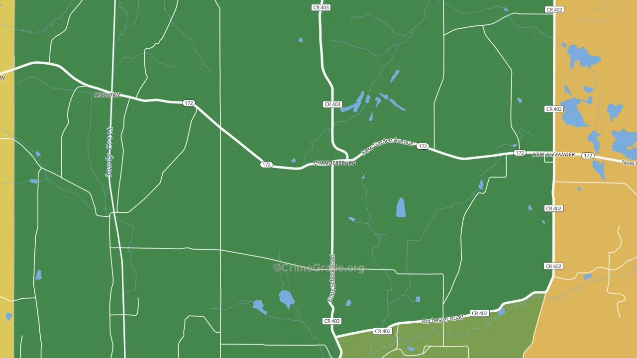Chambersburg, OH Map of Robbery Rates