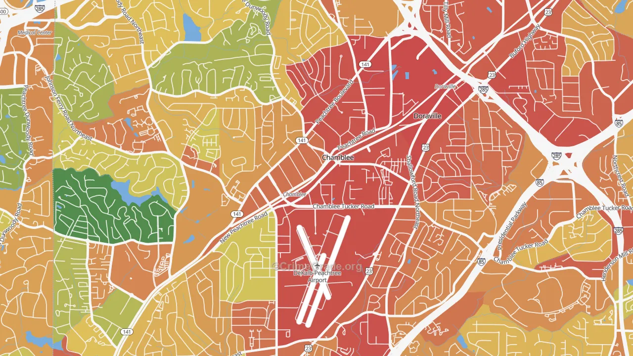 Chamblee, GA Map of Robbery Rates