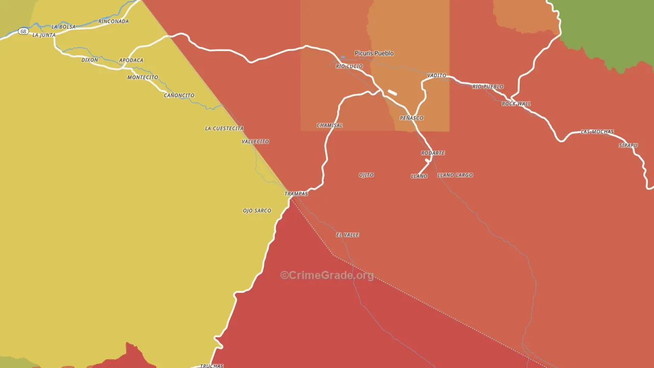 Chamisal, NM Map of Robbery Rates