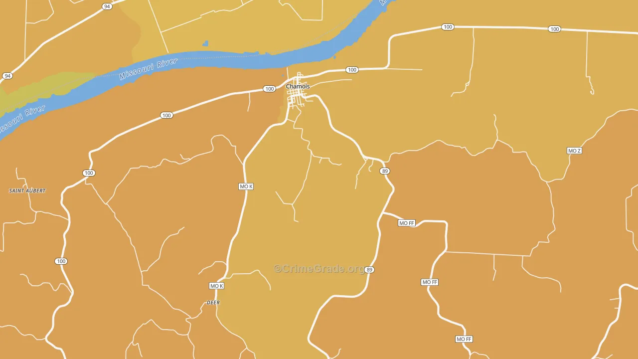 Chamois, MO Map of Robbery Rates