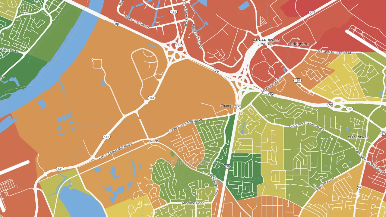 Champ, MO Map of Robbery Rates
