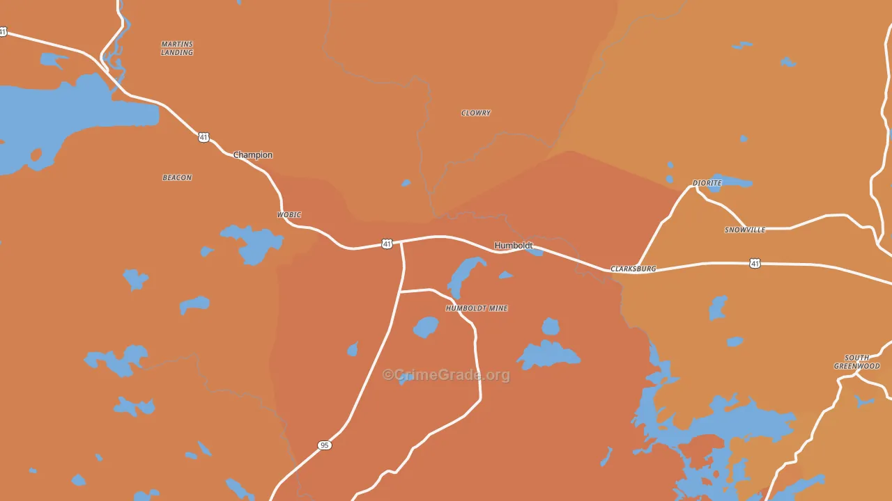 Champion, MI Map of Robbery Rates