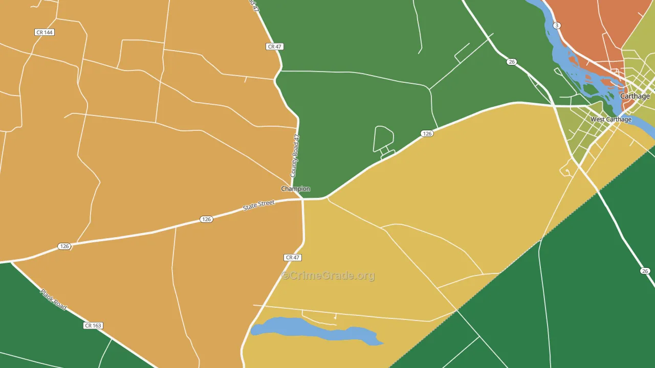 Champion, NY Map of Robbery Rates