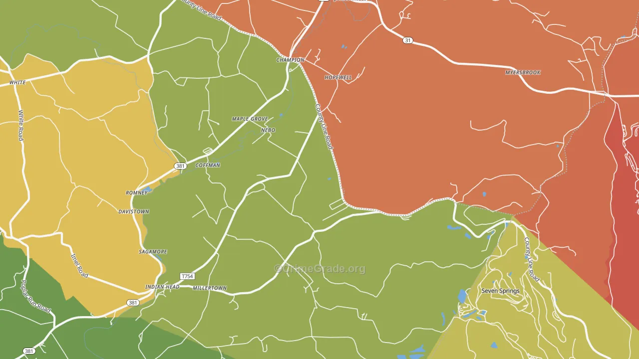 Champion, PA Map of Robbery Rates