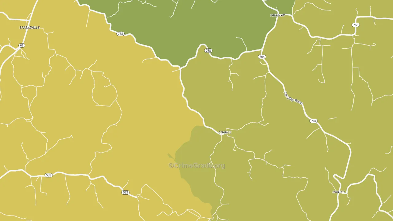 Chance, KY Map of Robbery Rates