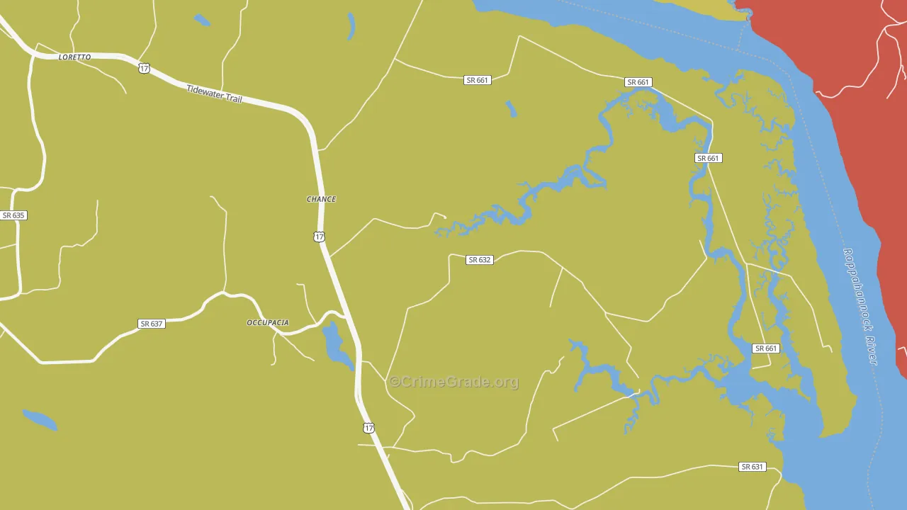 Chance, VA Map of Robbery Rates