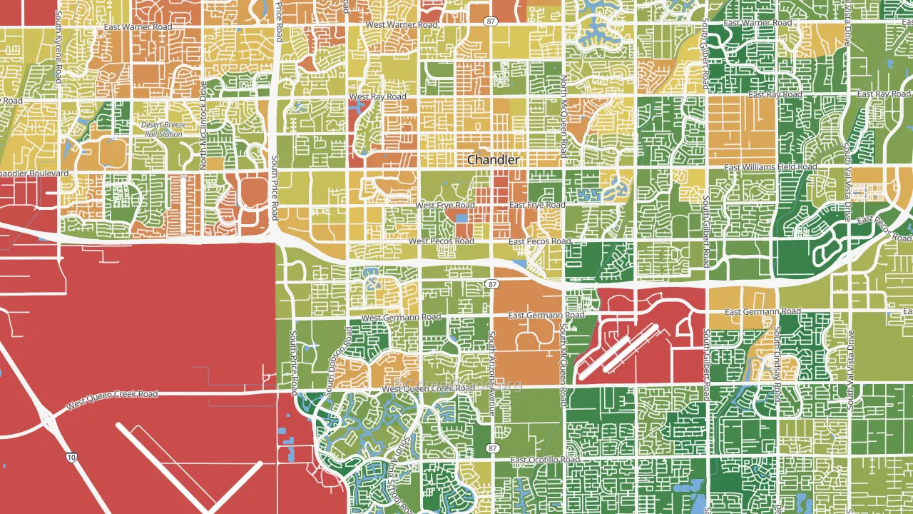 Chandler, AZ Map of Robbery Rates