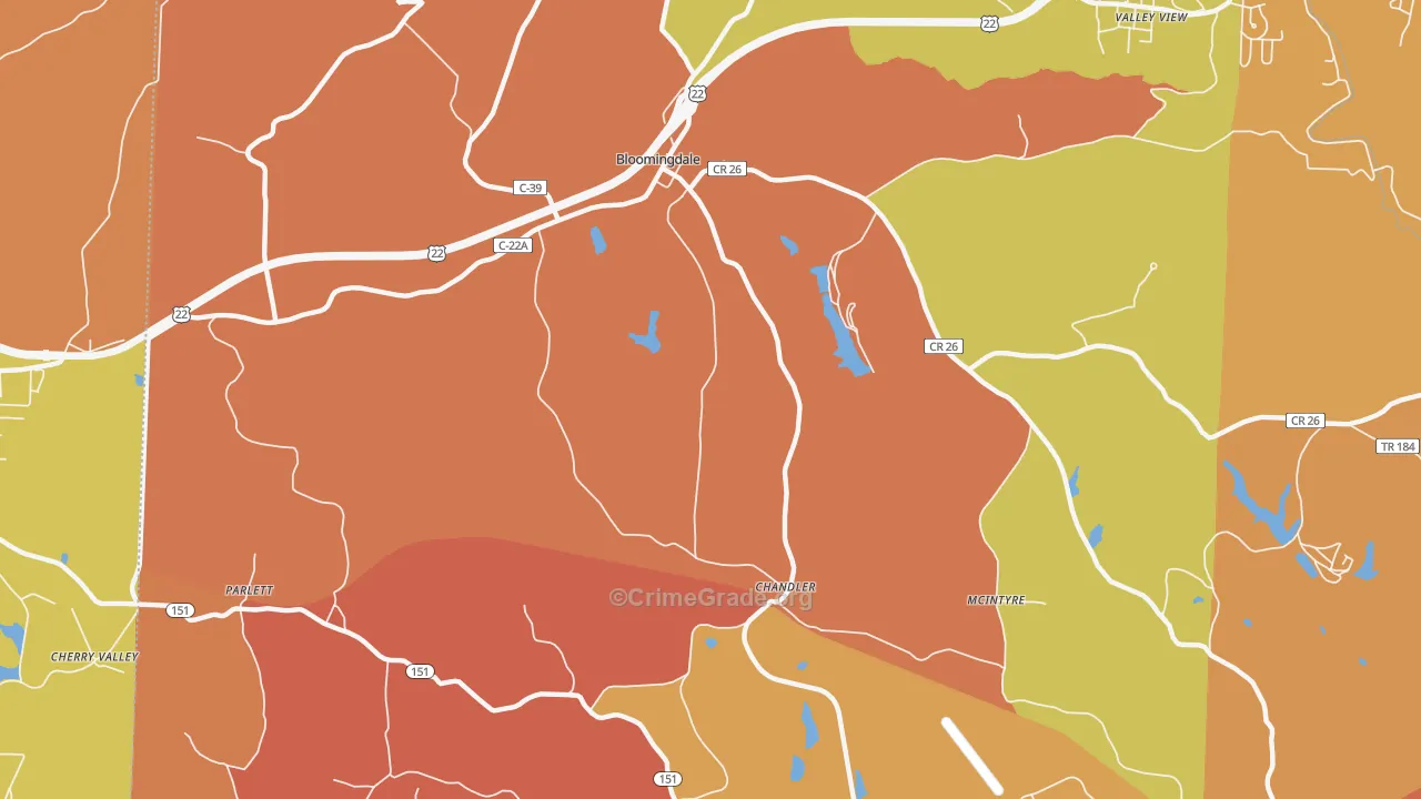 Chandler, OH Map of Robbery Rates