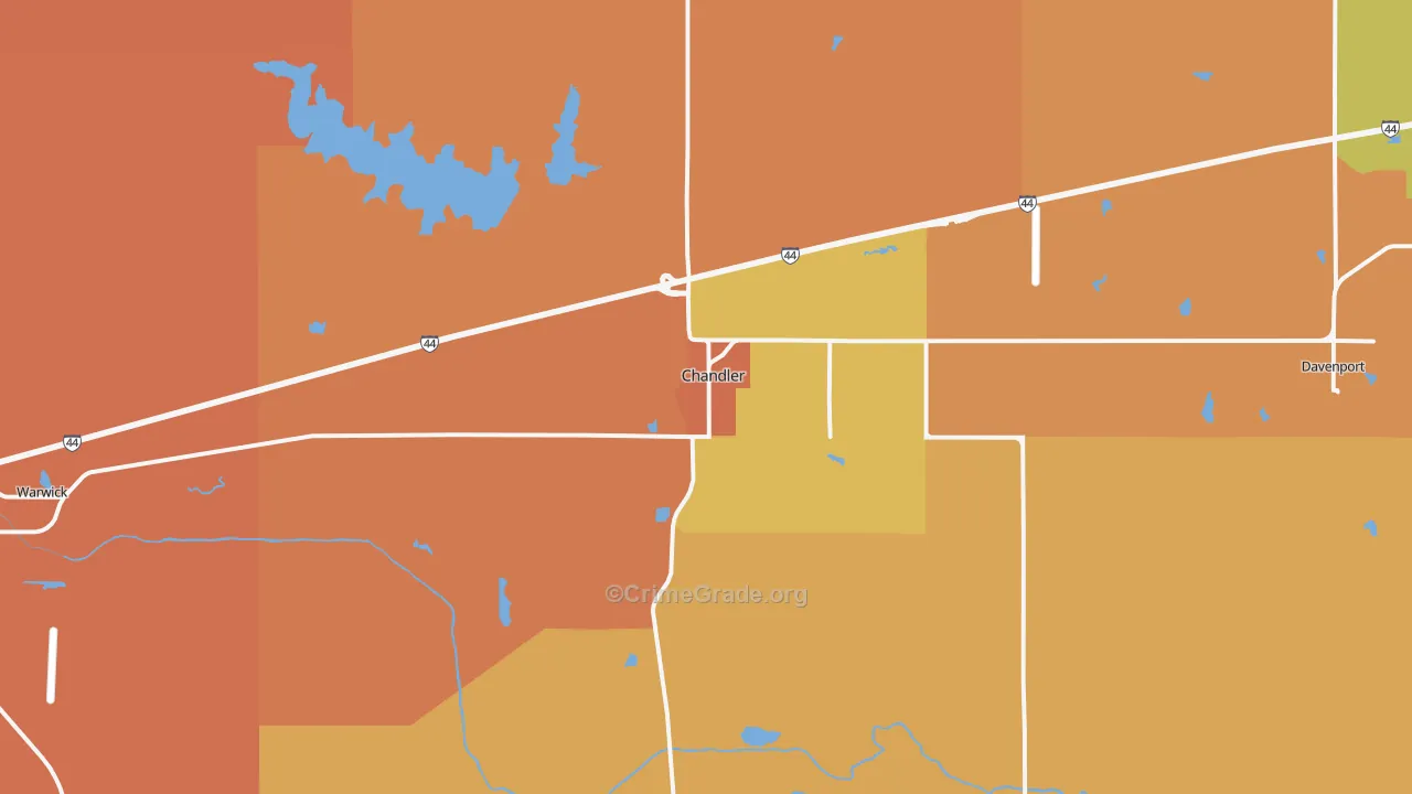 Chandler, OK Map of Robbery Rates