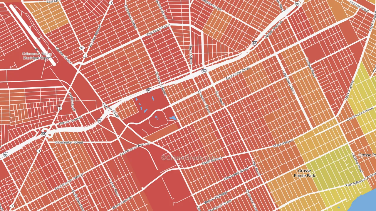Chandler Park, Detroit, MI Map of Robbery Rates