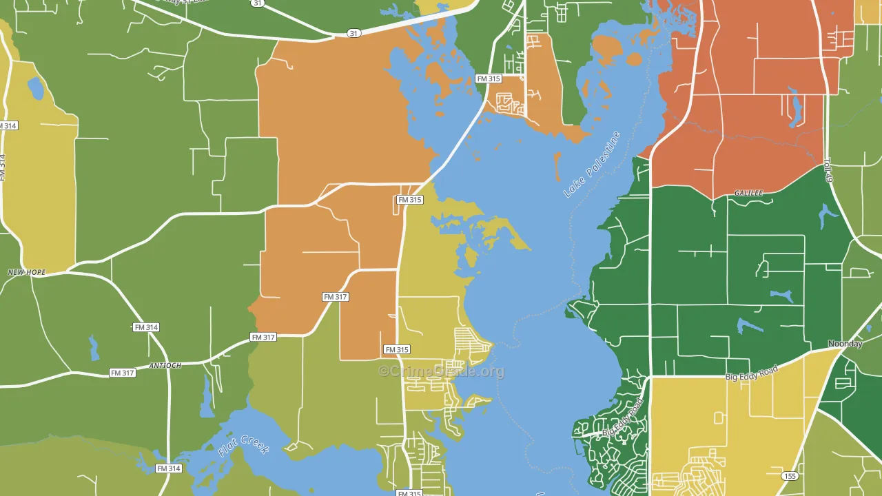 Chandler, TX Map of Robbery Rates