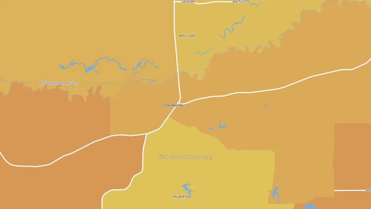Chandlerville, IL Map of Robbery Rates