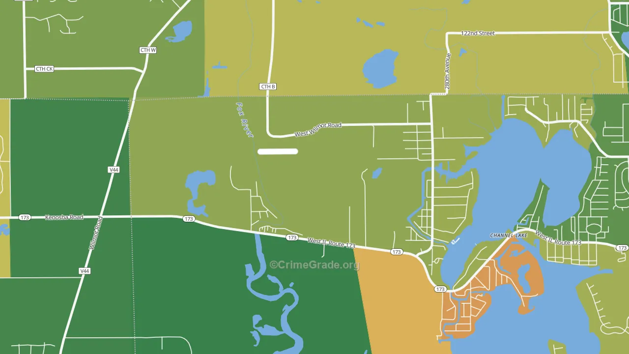 Channel Lake, IL Map of Robbery Rates