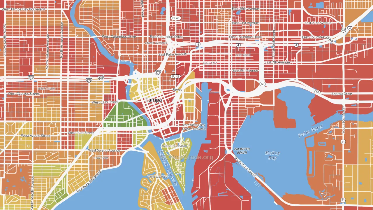 Channelside, Tampa, FL Map of Robbery Rates