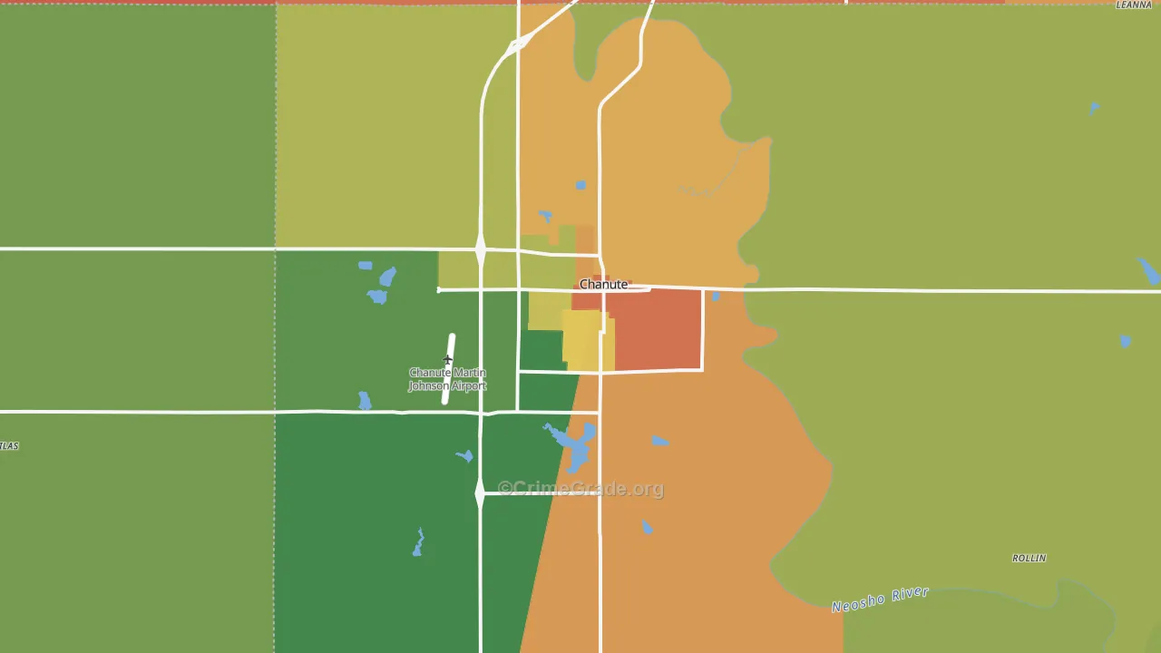 Chanute, KS Map of Robbery Rates