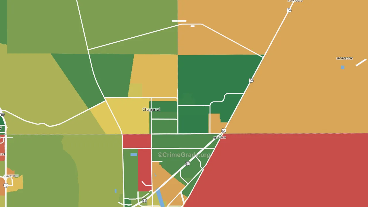 Chaparral, NM Map of Robbery Rates