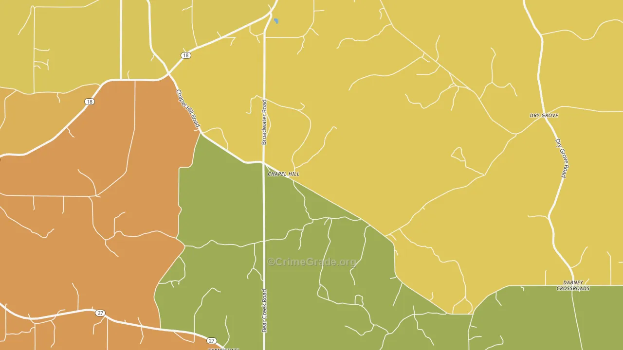 Chapel Hill, MS Map of Robbery Rates