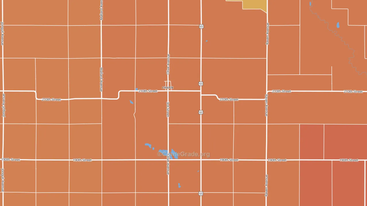 Chapin, IA Map of Robbery Rates
