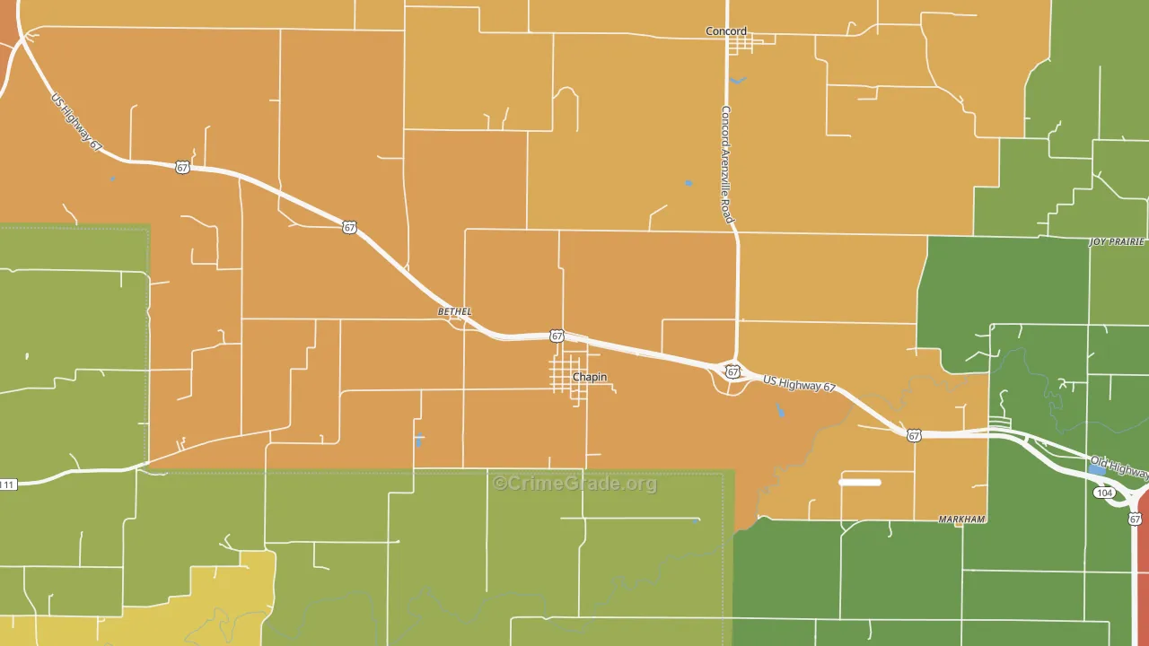 Chapin, IL Map of Robbery Rates