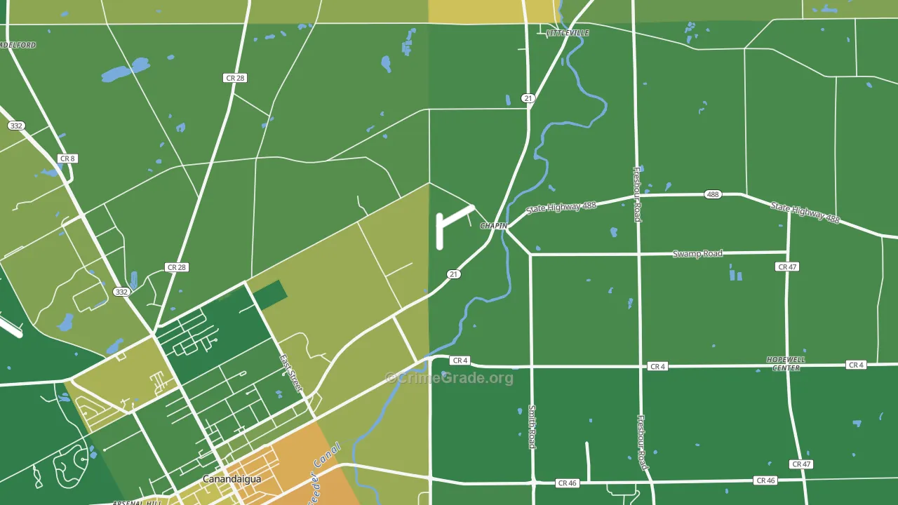 Chapin, NY Map of Robbery Rates