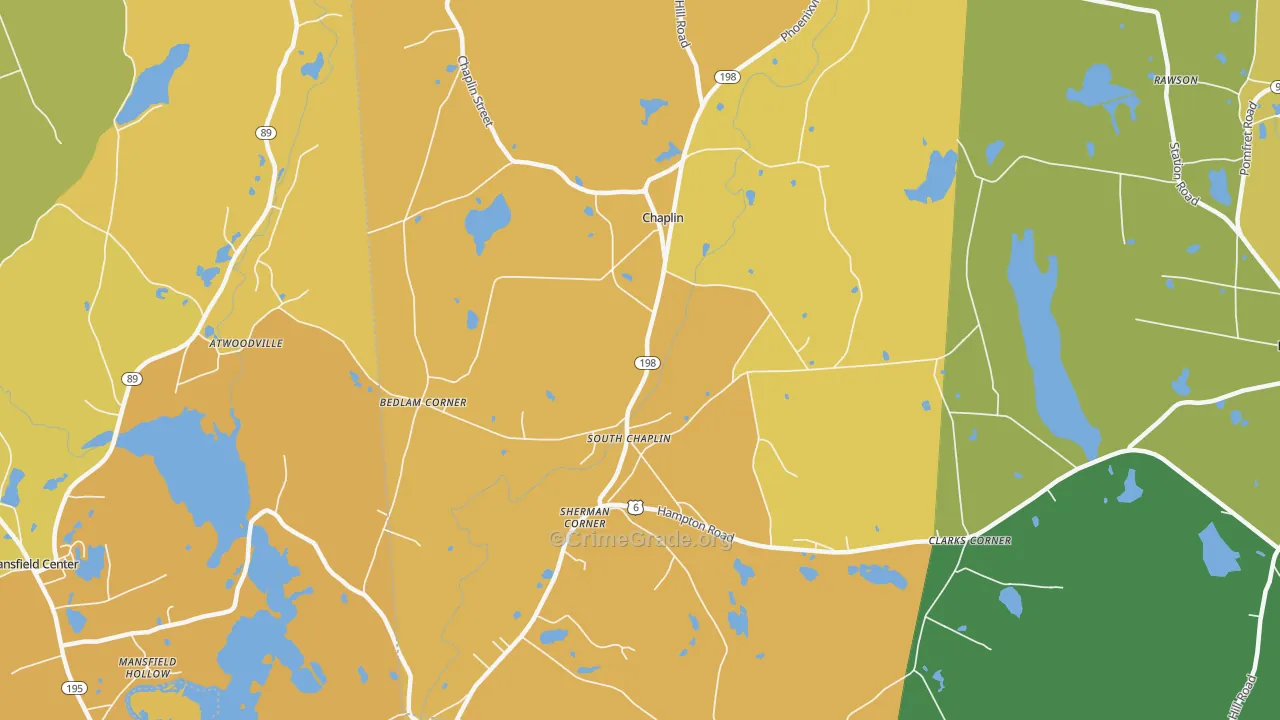 Chaplin, CT Map of Robbery Rates