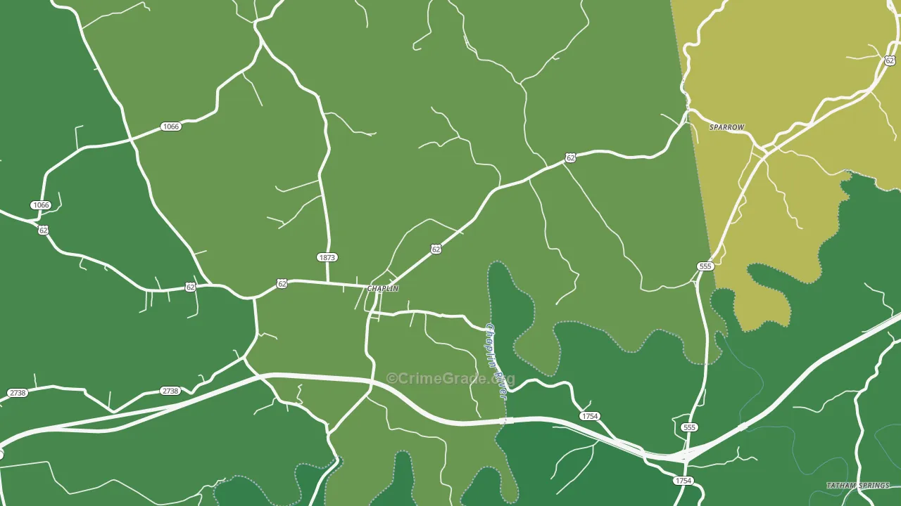Chaplin, KY Map of Robbery Rates