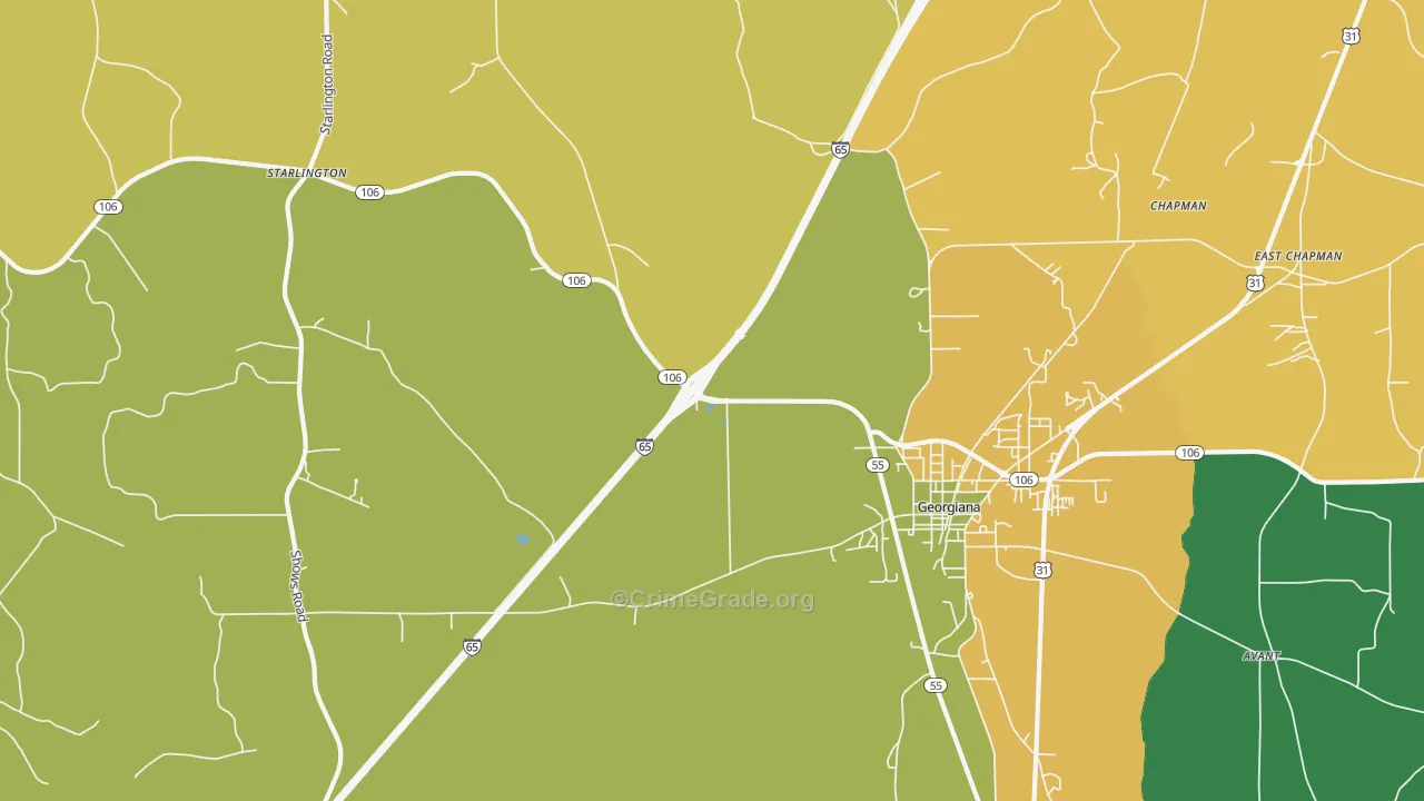 Chapman, AL Map of Robbery Rates