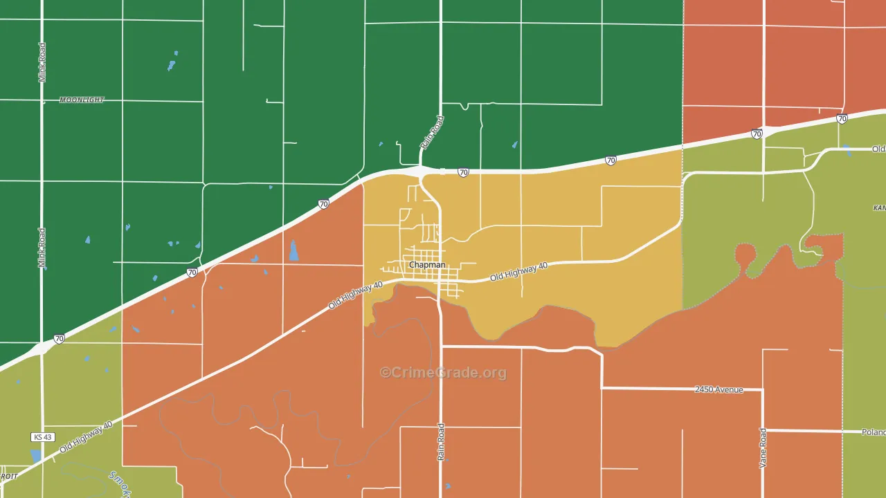 Chapman, KS Map of Robbery Rates