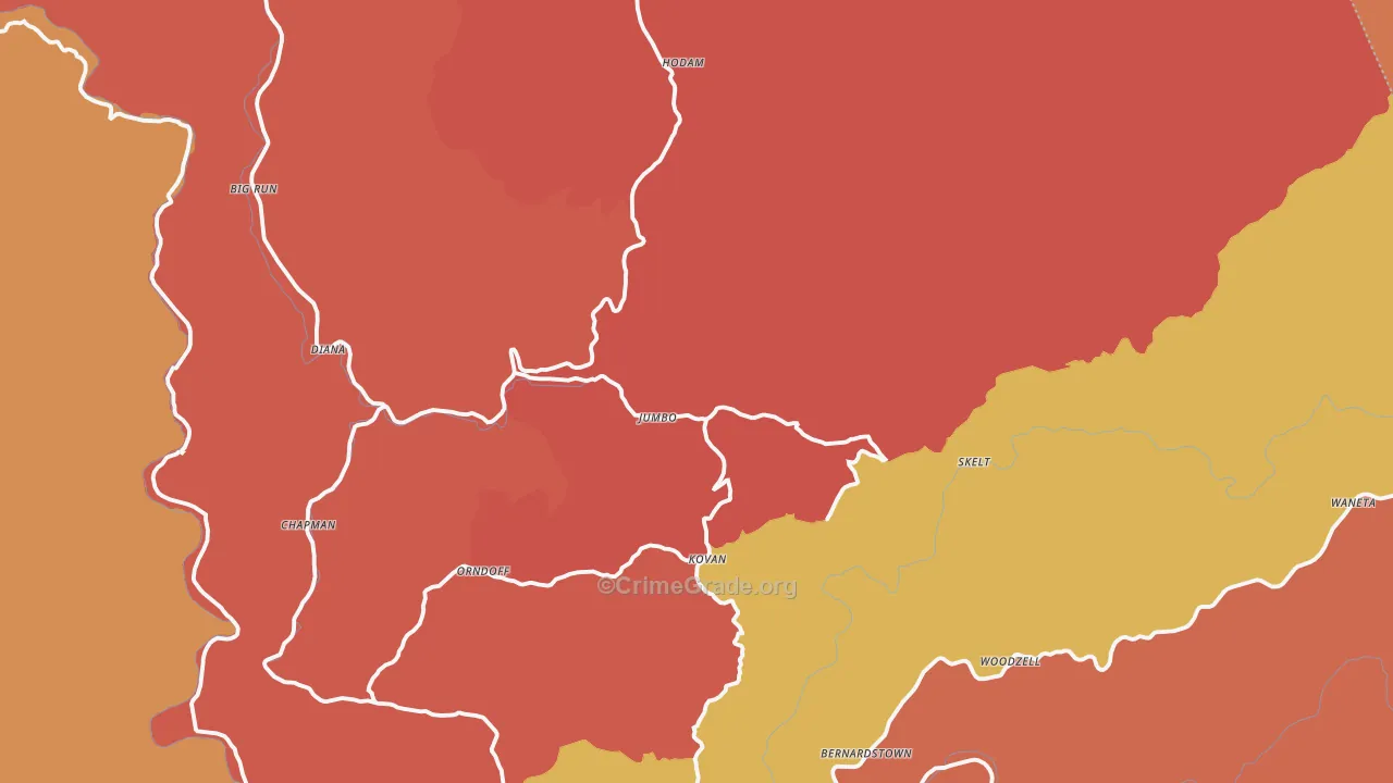 Chapman, WV Map of Robbery Rates