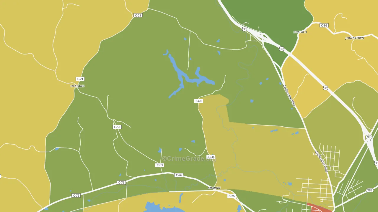 Chapmans, OH Map of Robbery Rates