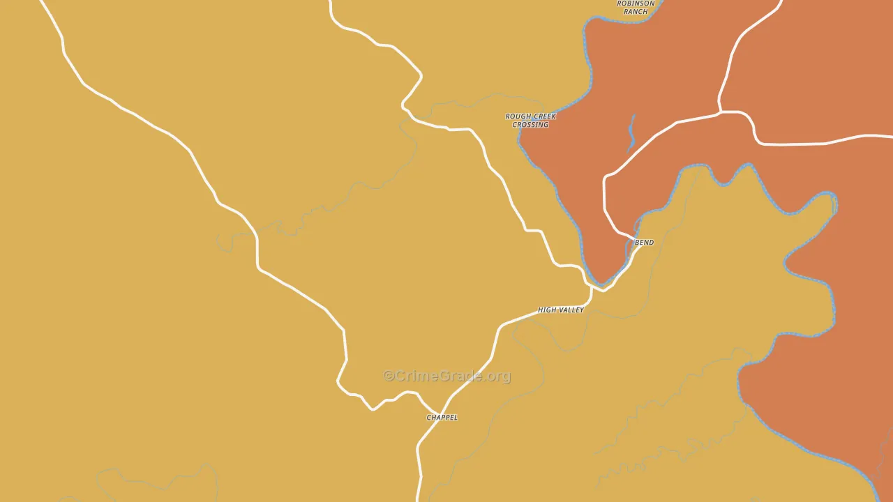 Chappel, TX Map of Robbery Rates