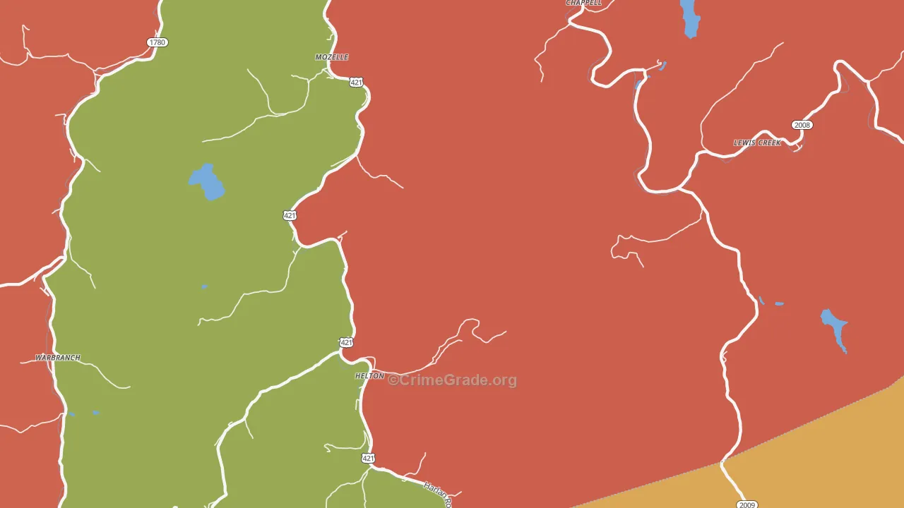 Chappell, KY Map of Robbery Rates