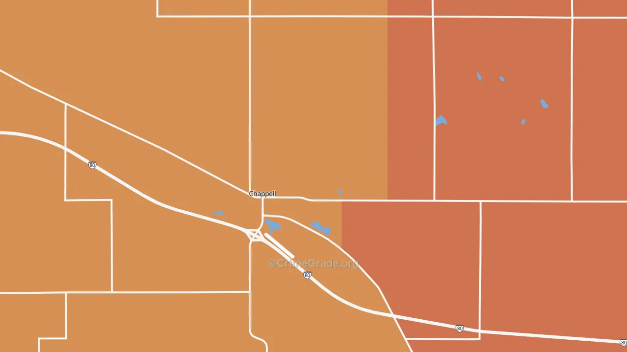 Chappell, NE Map of Robbery Rates