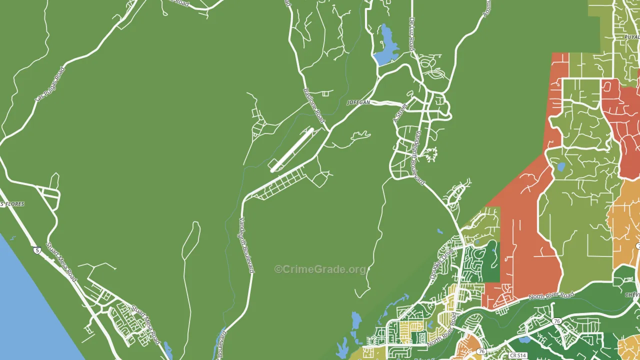 Chappo, CA Map of Robbery Rates