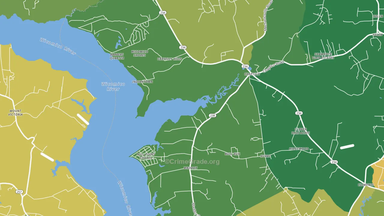 Chaptico, MD Map of Robbery Rates
