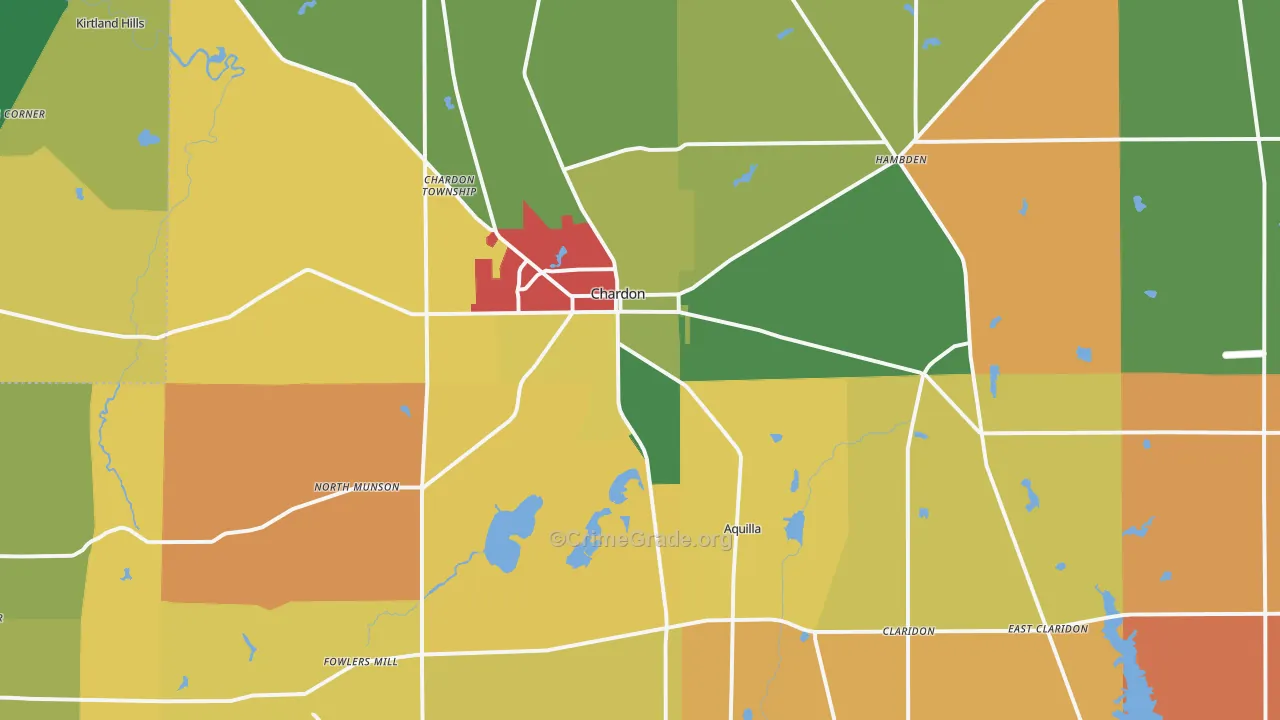 Chardon, OH Map of Robbery Rates