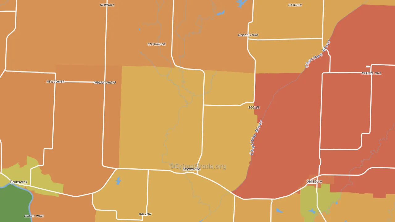 Chariton County, MO Map of Robbery Rates