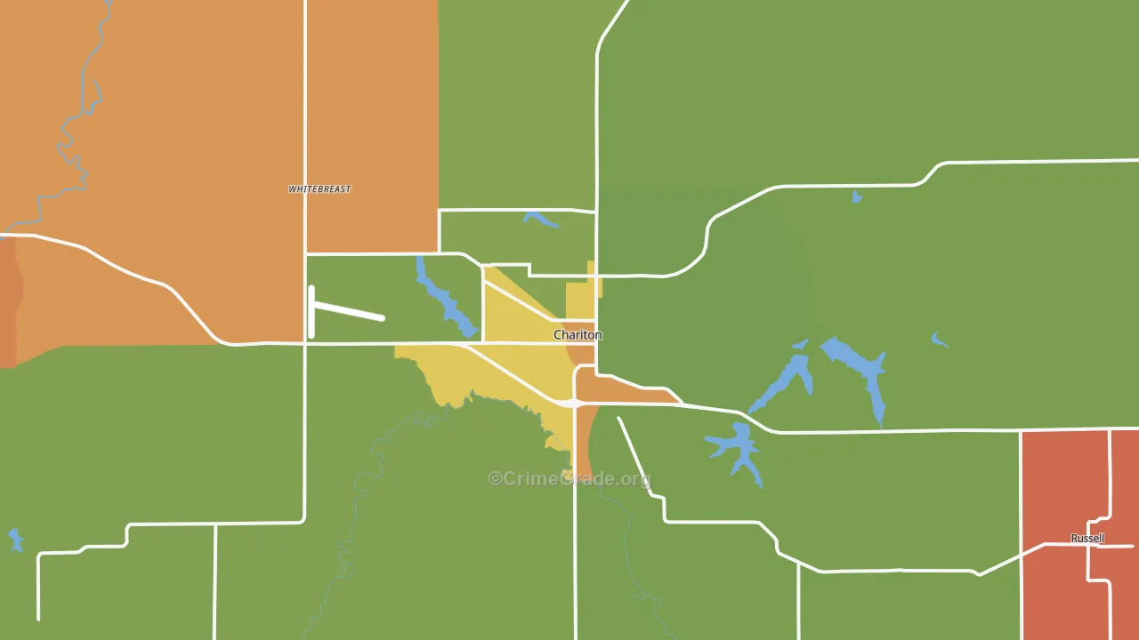 Chariton, IA Map of Robbery Rates