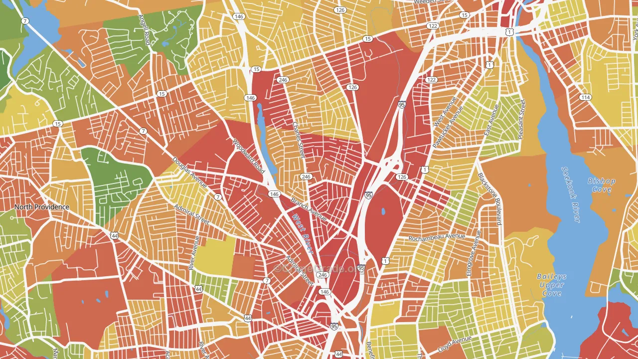 Charles, Providence, RI Map of Robbery Rates