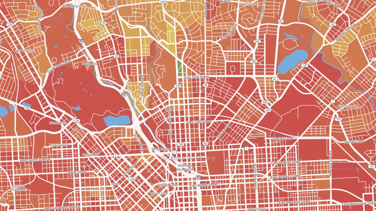 Charles Village, Baltimore, MD Map of Robbery Rates