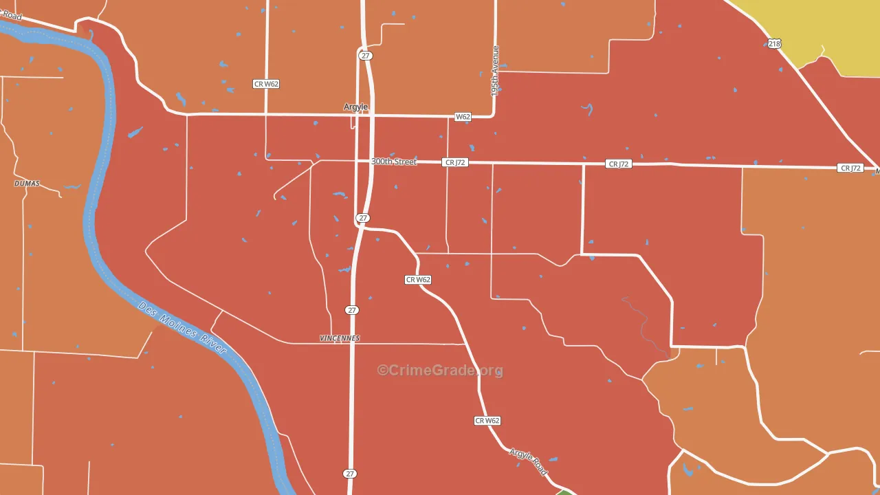 Charleston, IA Map of Robbery Rates
