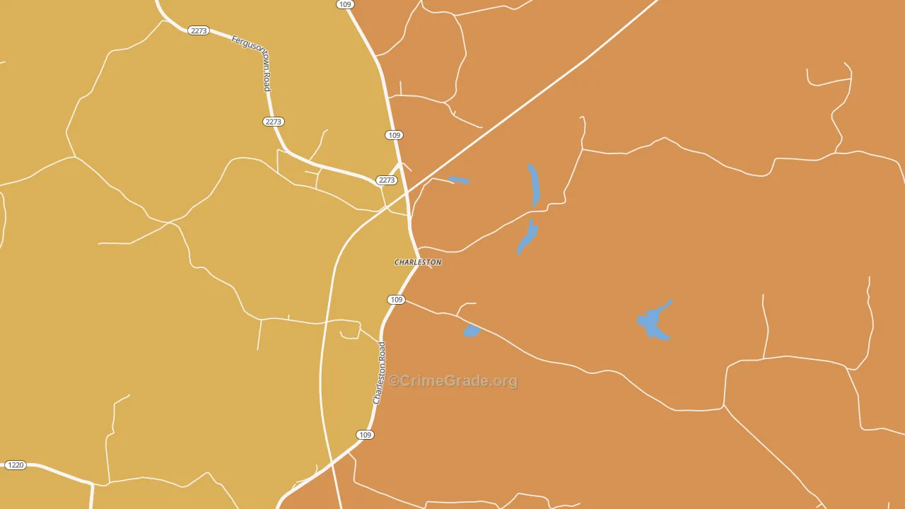Charleston, KY Map of Robbery Rates