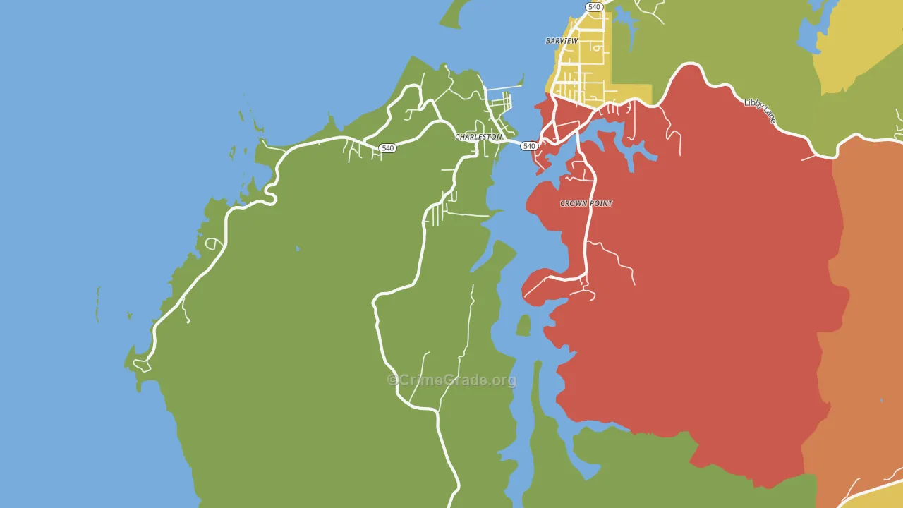 Charleston, OR Map of Robbery Rates
